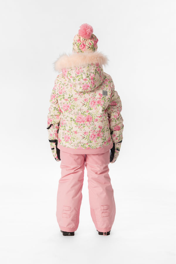 Two Piece Play Snowsuit Pink Minit Flower Print With Pink Pants
