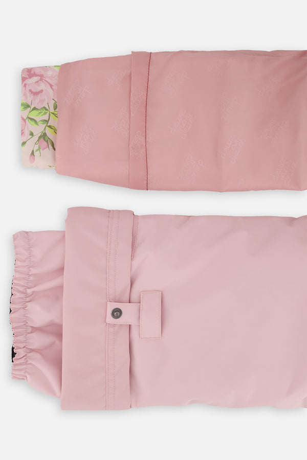 Habit de neige deux pièces PLAY rose imprimé mini fleurs avec pantalon rose