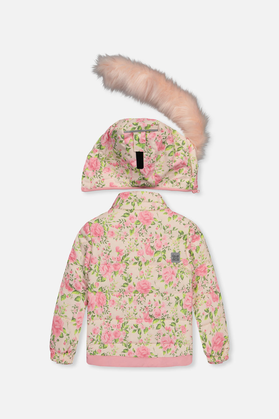 Habit de neige deux pièces PLAY rose imprimé mini fleurs avec pantalon rose