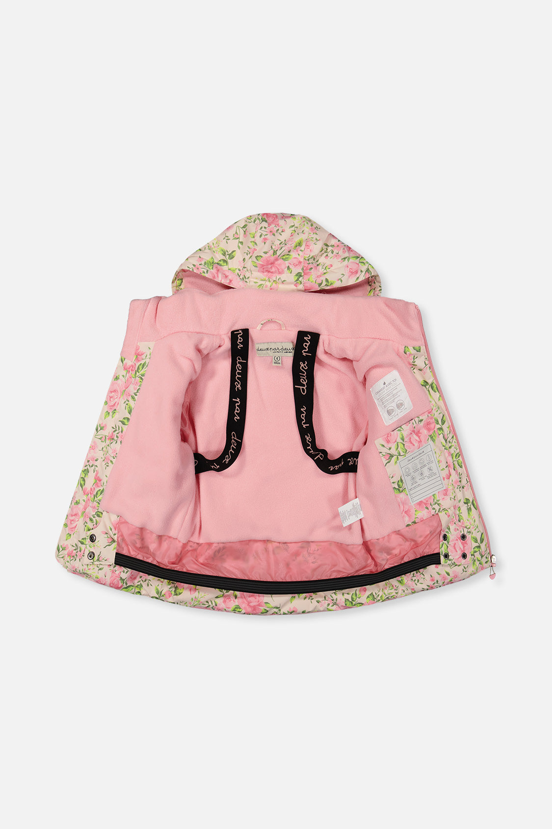 Habit de neige deux pièces PLAY rose imprimé mini fleurs avec pantalon rose