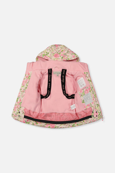 Habit de neige deux pièces PLAY rose imprimé mini fleurs avec pantalon rose