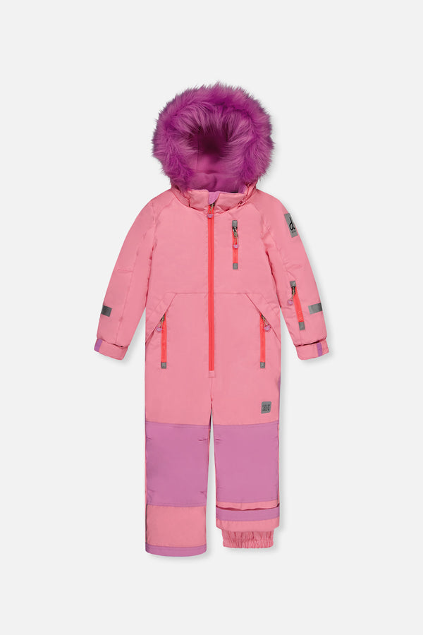 Kids One Piece Play Snowsuit Pink