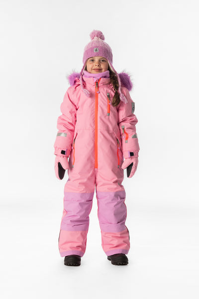 Kids One Piece Play Snowsuit Pink