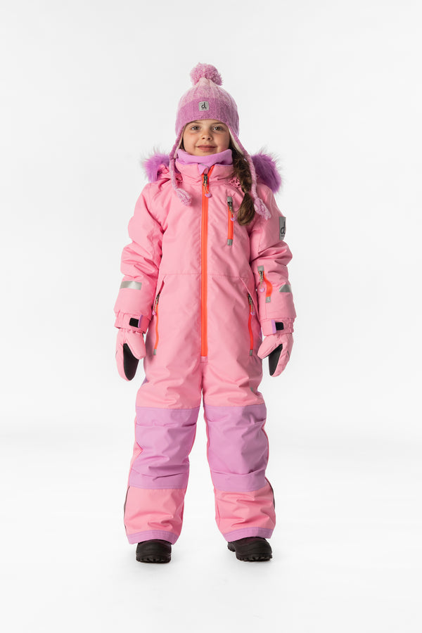 Kids One Piece Play Snowsuit Pink