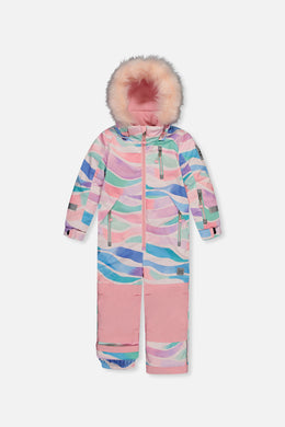 Kids One Piece Play Snowsuit Multicolored Line Print