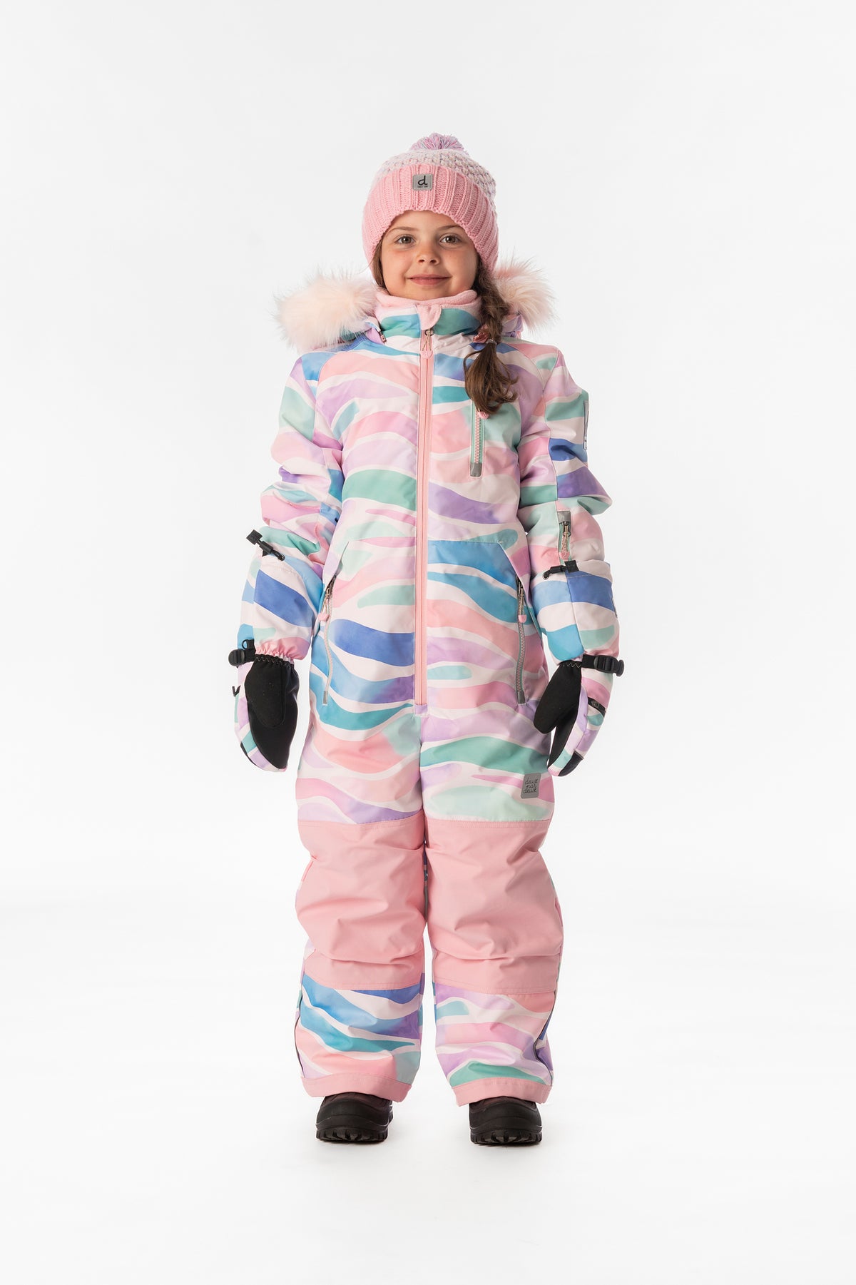 Kids One Piece Play Snowsuit Multicolored Line Print