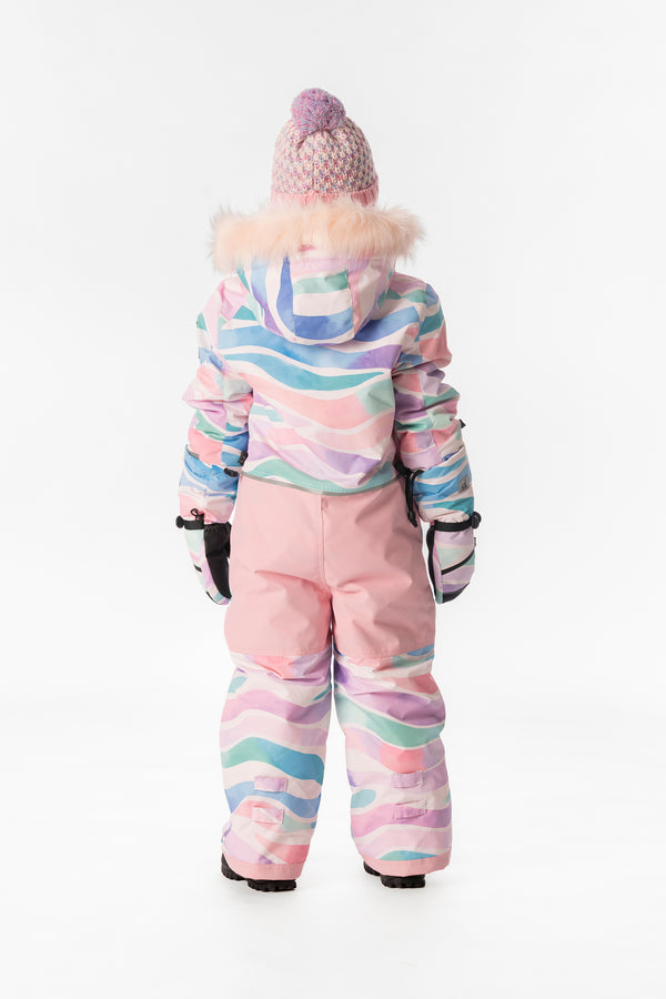 Kids One Piece Play Snowsuit Multicolored Line Print
