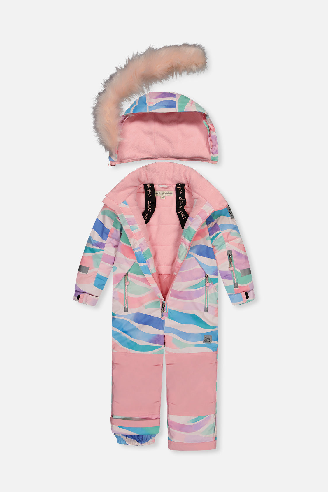 Kids One Piece Play Snowsuit Multicolored Line Print