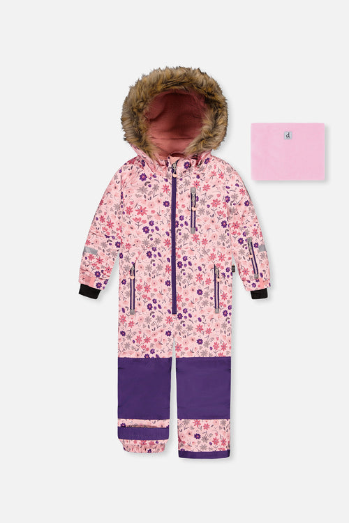 Kids One Piece Play Snowsuit Pink Mini Flower Print - J10PG71_1J020