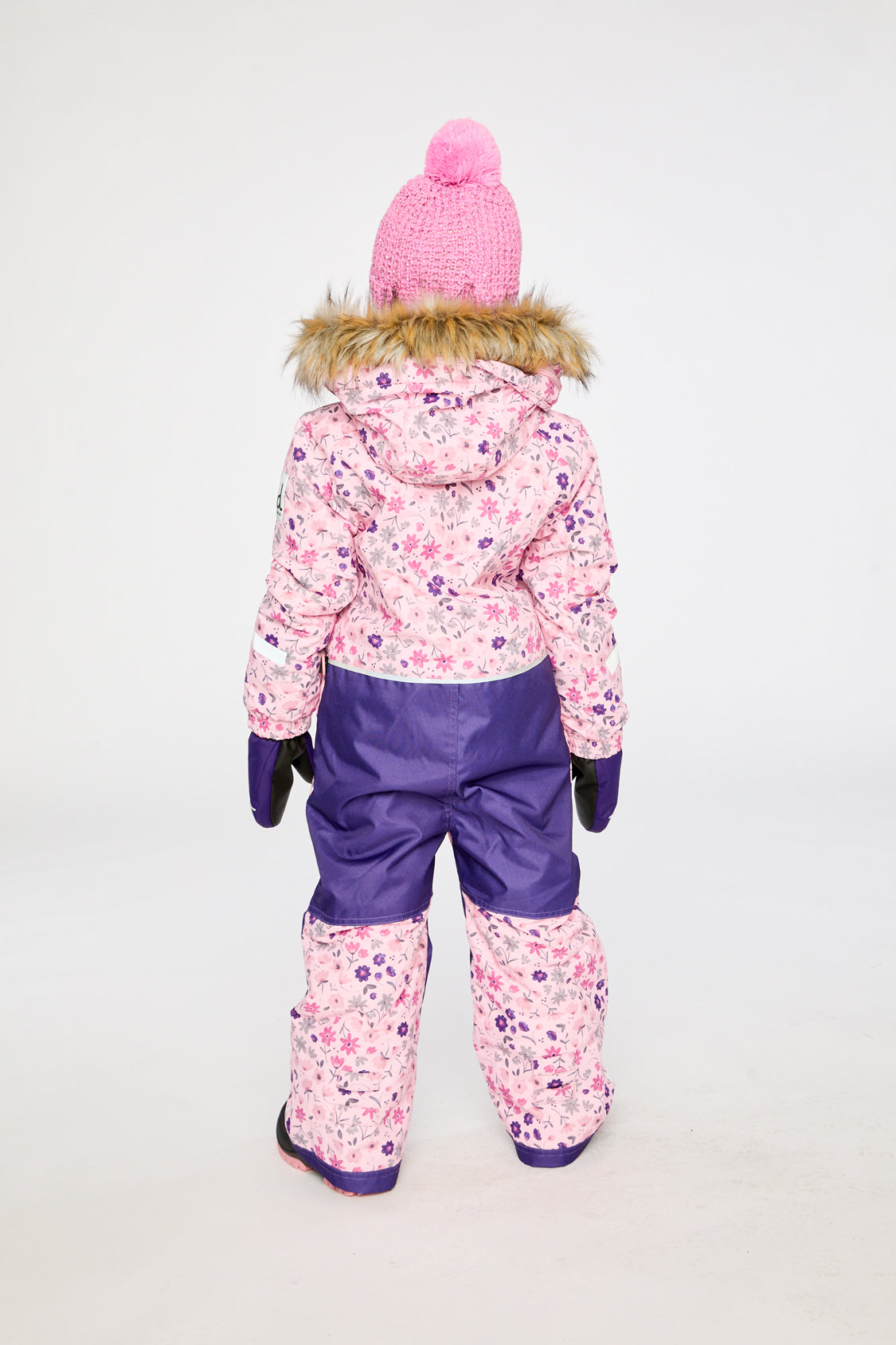 Kids One Piece Play Snowsuit Pink Mini Flower Print - J10PG71_1J020
