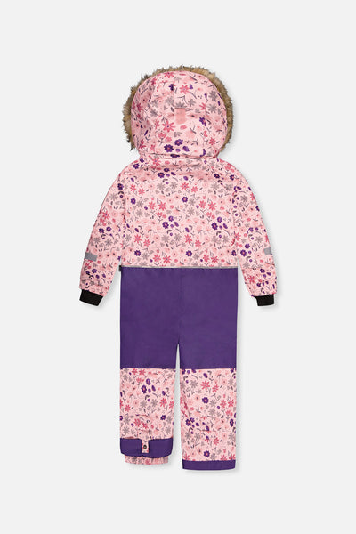 Kids One Piece Play Snowsuit Pink Mini Flower Print - J10PG71_1J020