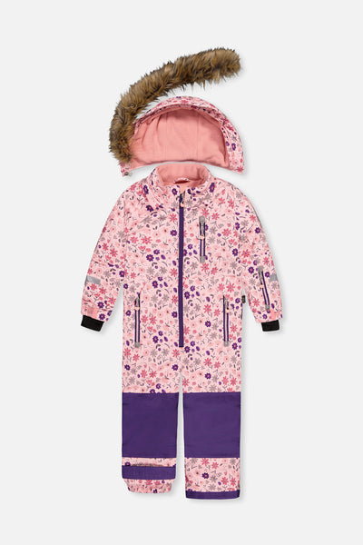 Kids One Piece Play Snowsuit Pink Mini Flower Print - J10PG71_1J020