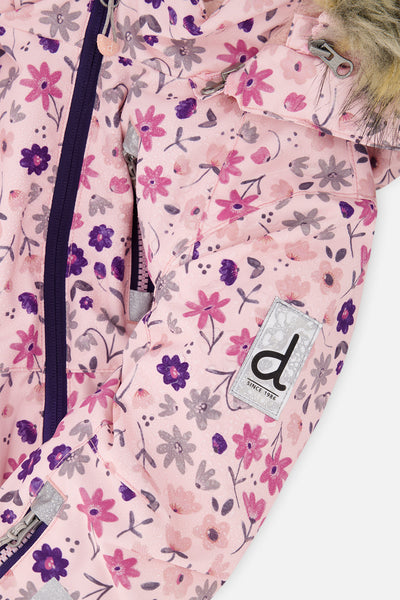 Kids One Piece Play Snowsuit Pink Mini Flower Print - J10PG71_1J020