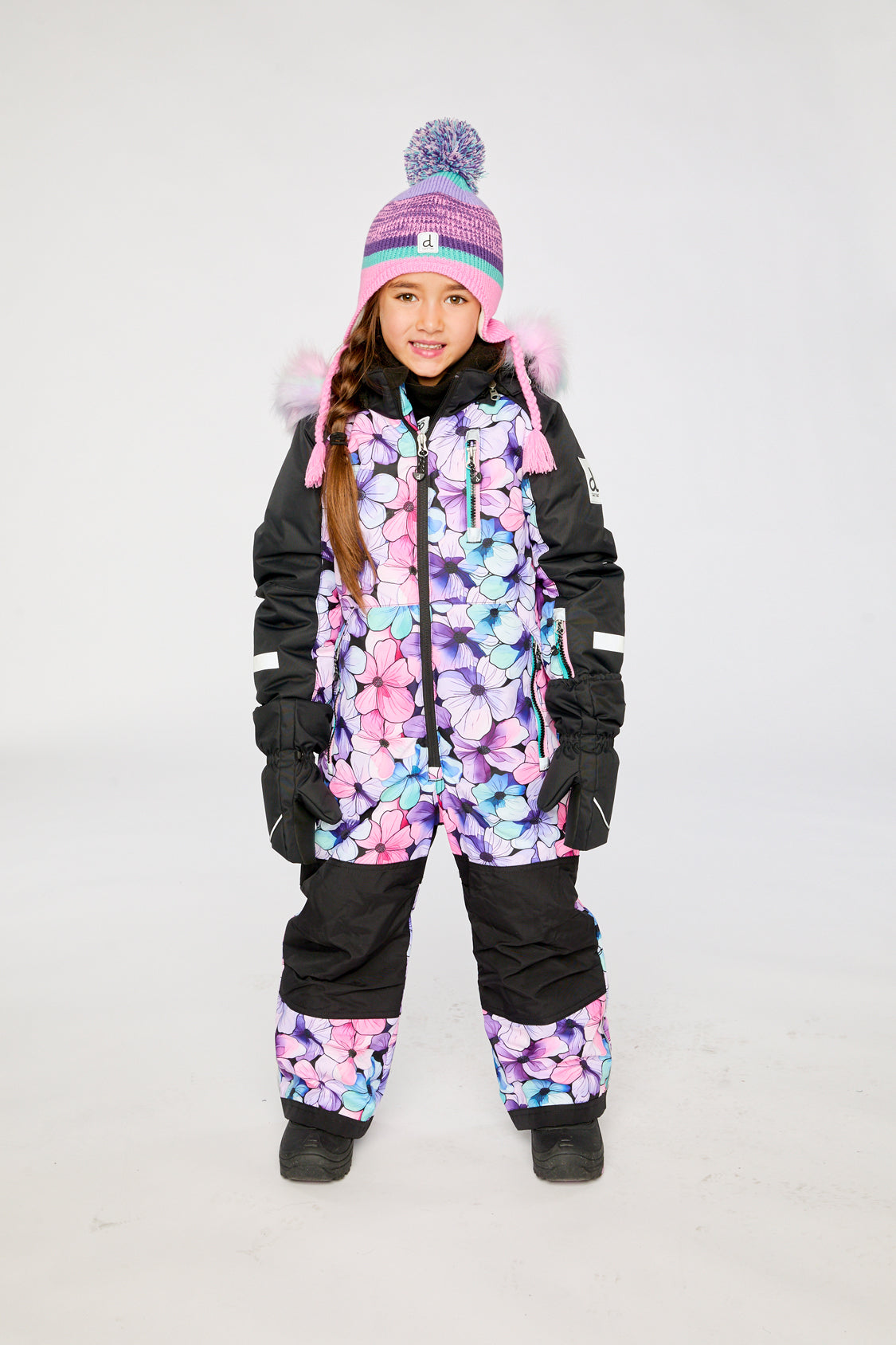 Kids One Piece Play Snowsuit Purple Floral Print - J10PG71_1J021