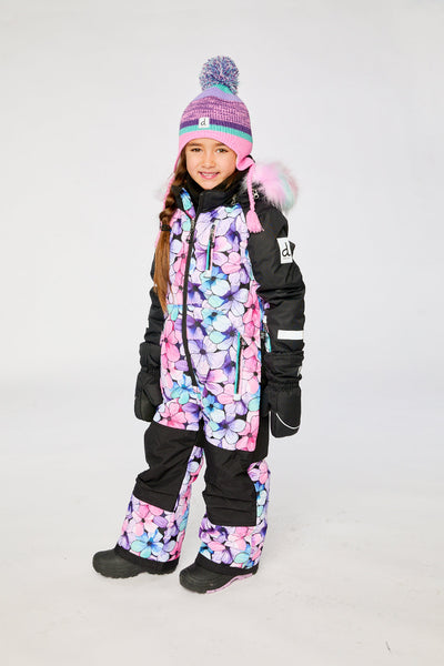 Kids One Piece Play Snowsuit Purple Floral Print - J10PG71_1J021