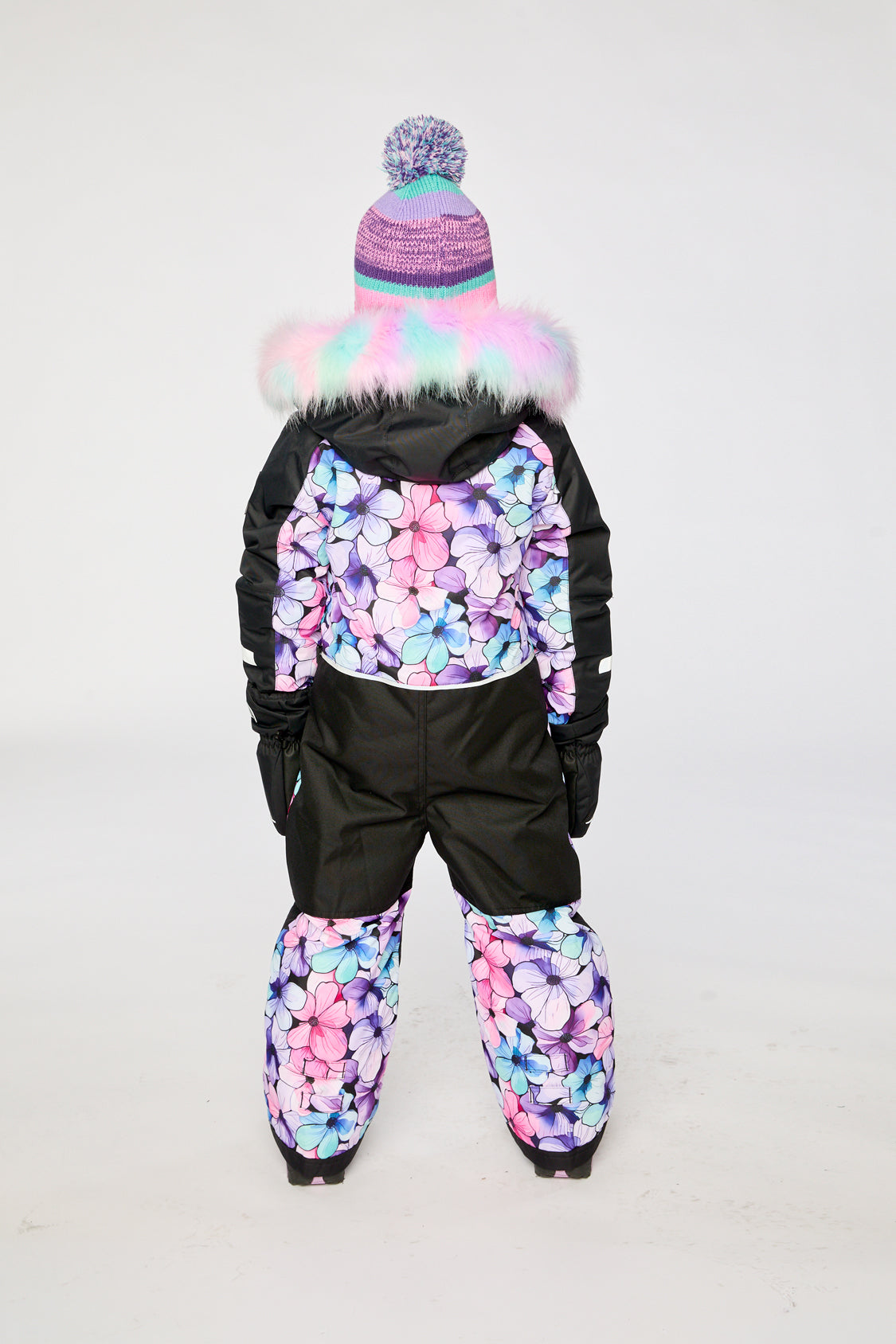 Kids One Piece Play Snowsuit Purple Floral Print - J10PG71_1J021
