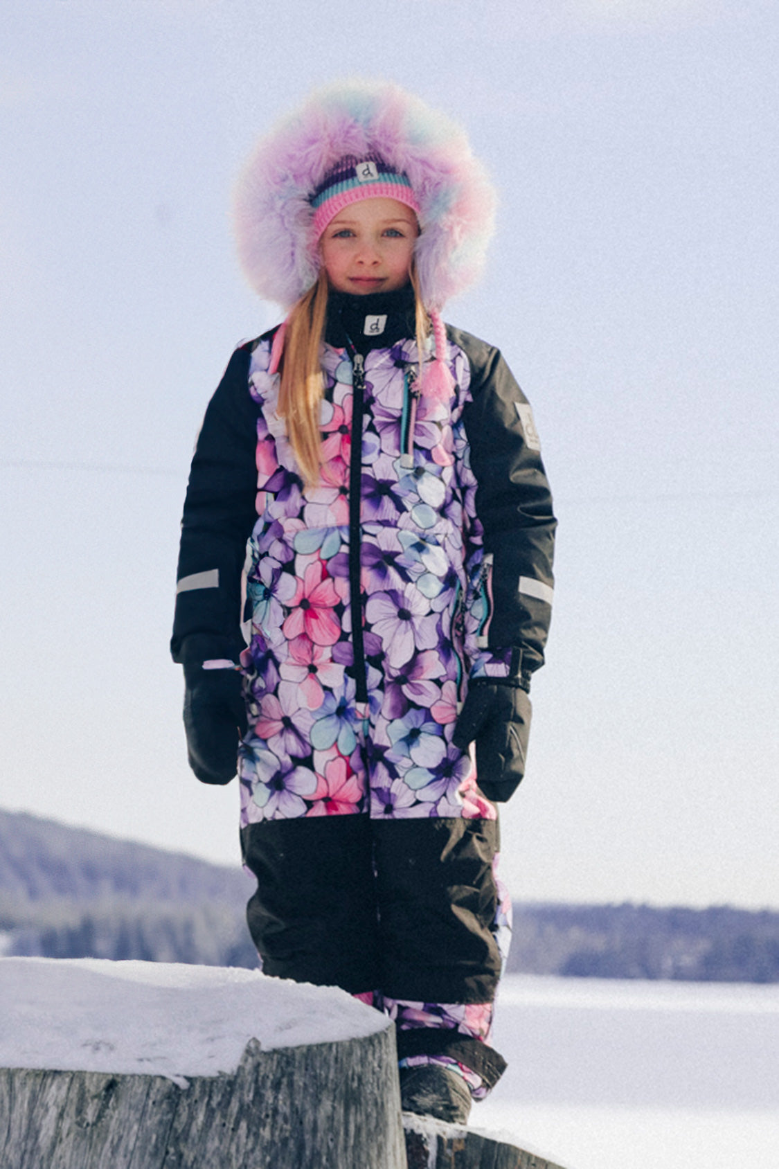 Kids One Piece Play Snowsuit Purple Floral Print - J10PG71_1J021