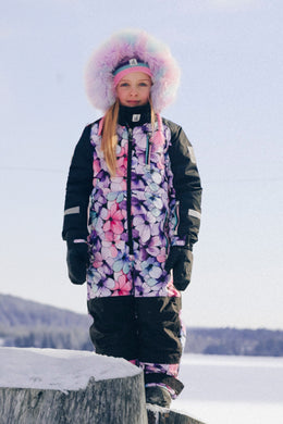 Kids One Piece Play Snowsuit Purple Floral Print - J10PG71_1J021