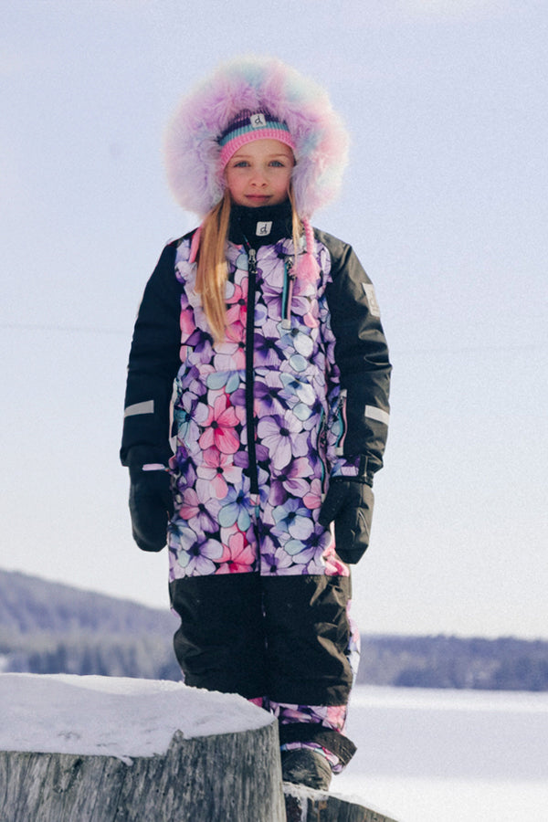 Kids One Piece Play Snowsuit Purple Floral Print - J10PG71_1J021