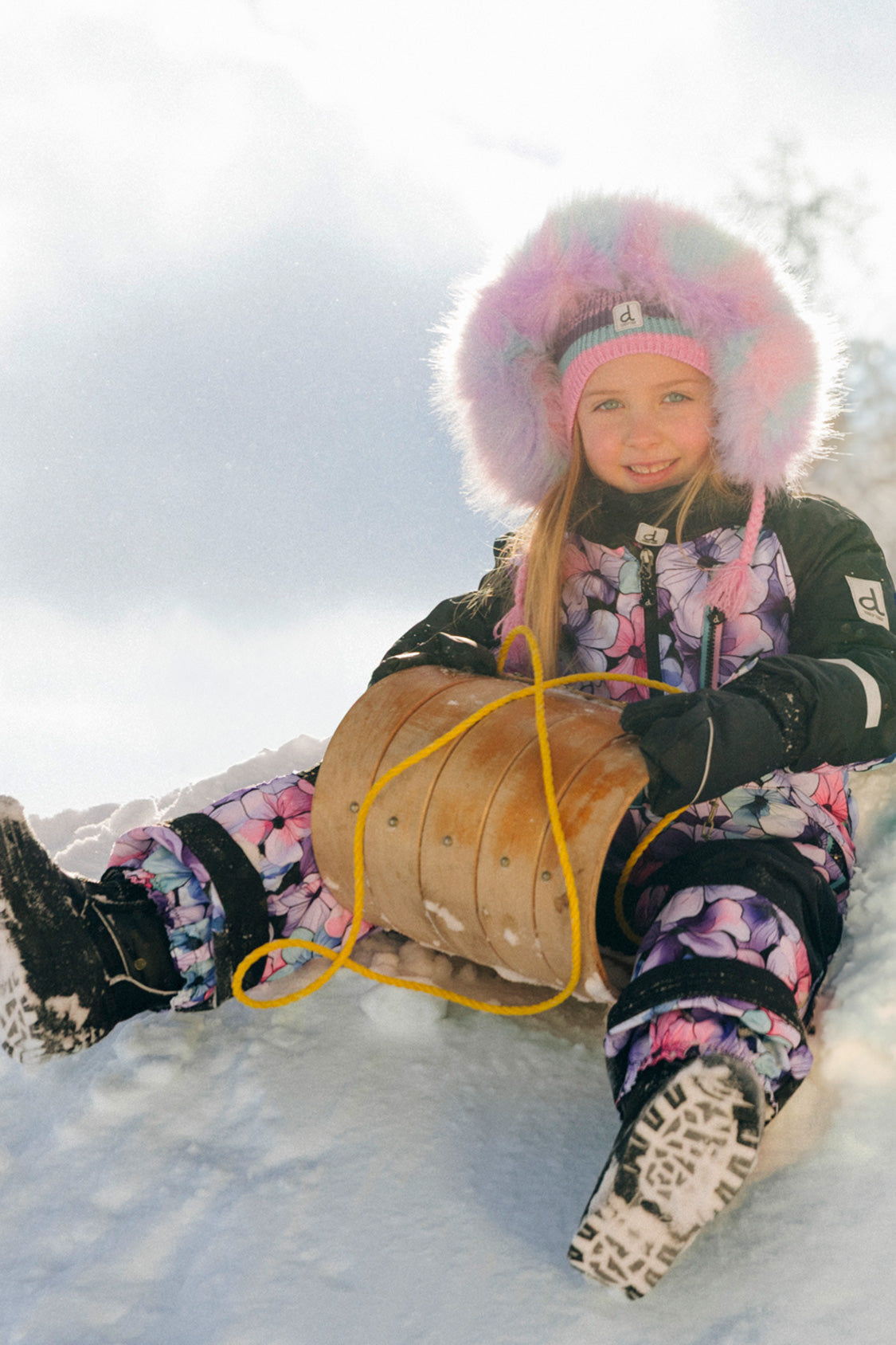Kids One Piece Play Snowsuit Purple Floral Print - J10PG71_1J021