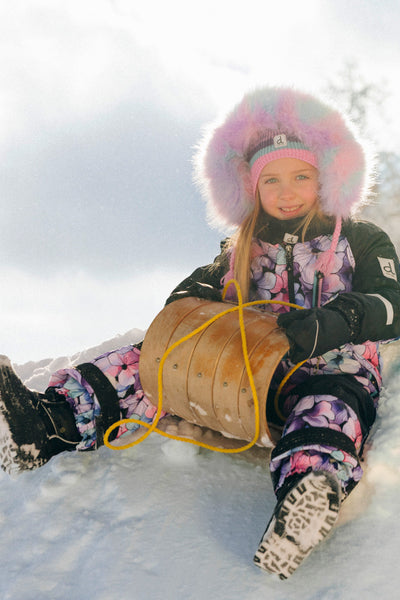 Kids One Piece Play Snowsuit Purple Floral Print - J10PG71_1J021