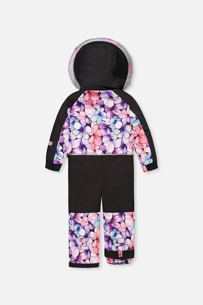 Kids One Piece Play Snowsuit Purple Floral Print - J10PG71_1J021