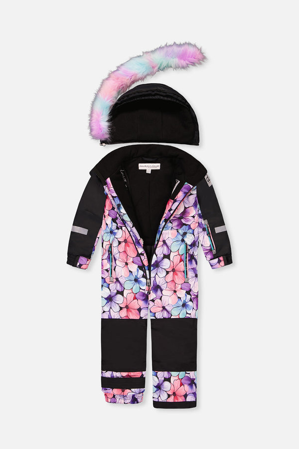 Kids One Piece Play Snowsuit Purple Floral Print - J10PG71_1J021