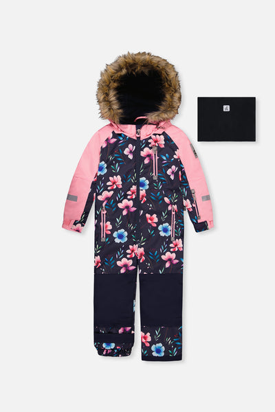 Kids One Piece Play Snowsuit Blue Floral Print - J10PG71_1J023