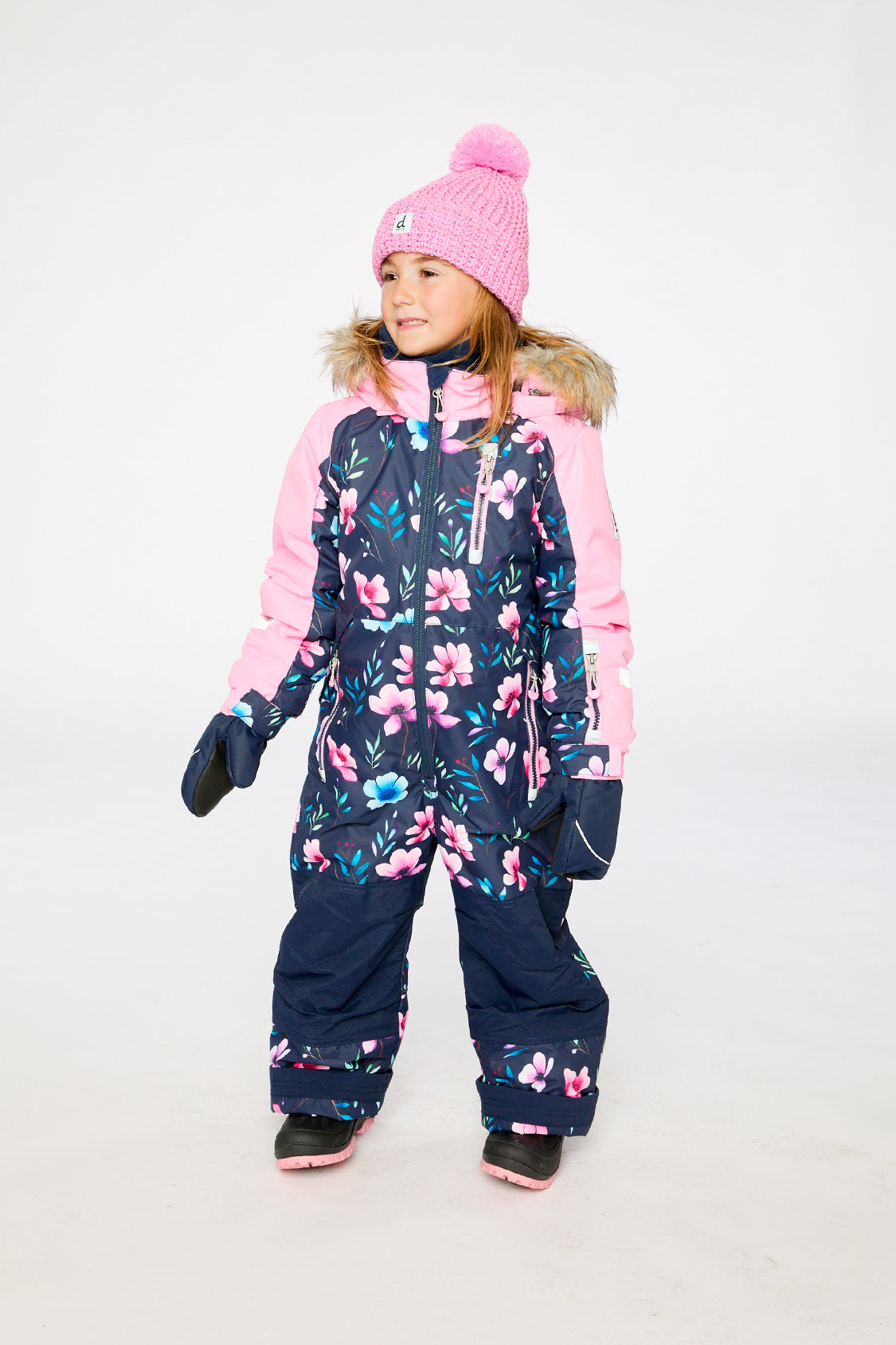 Kids One Piece Play Snowsuit Blue Floral Print - J10PG71_1J023