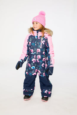 Kids One Piece Play Snowsuit Blue Floral Print - J10PG71_1J023