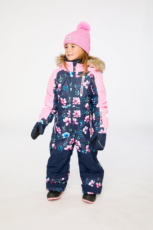Kids One Piece Play Snowsuit Blue Floral Print - J10PG71_1J023