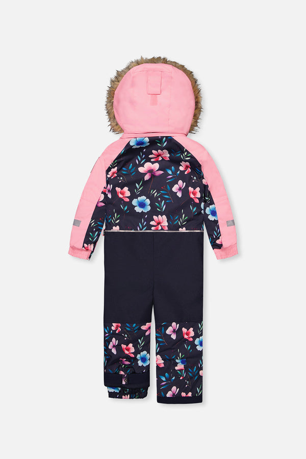 Kids One Piece Play Snowsuit Blue Floral Print - J10PG71_1J023