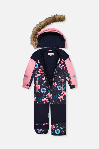Kids One Piece Play Snowsuit Blue Floral Print - J10PG71_1J023