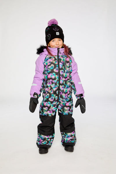 Kids One Piece Play Snowsuit Black Heart Print - J10PG71_1J028