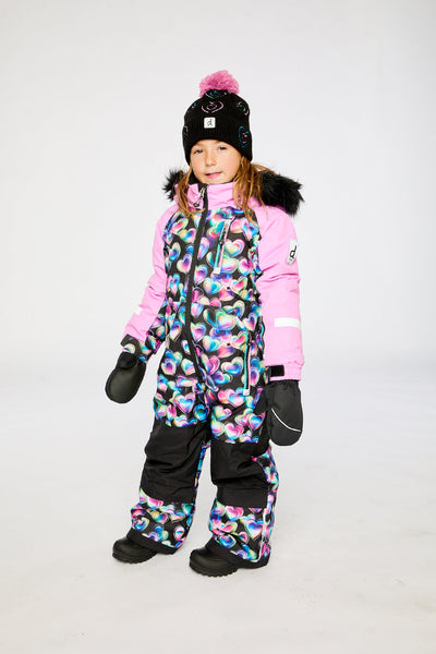 Kids One Piece Play Snowsuit Black Heart Print - J10PG71_1J028