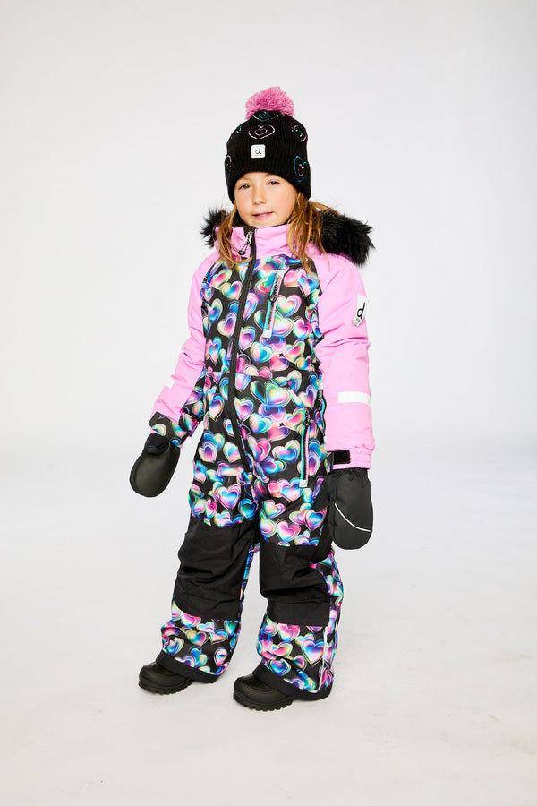 Kids One Piece Play Snowsuit Black Heart Print - J10PG71_1J028