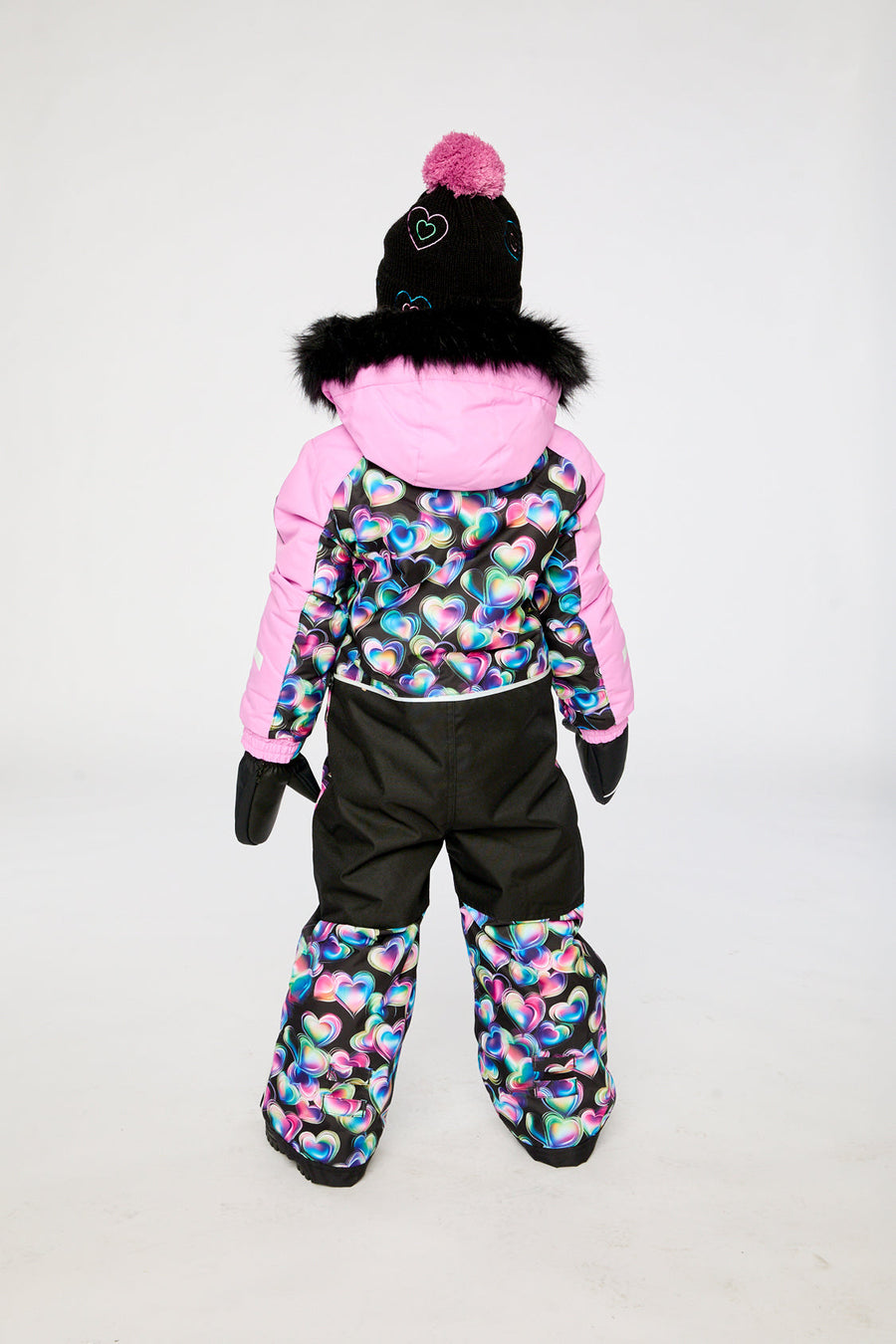 Kids One Piece Play Snowsuit Black Heart Print - J10PG71_1J028