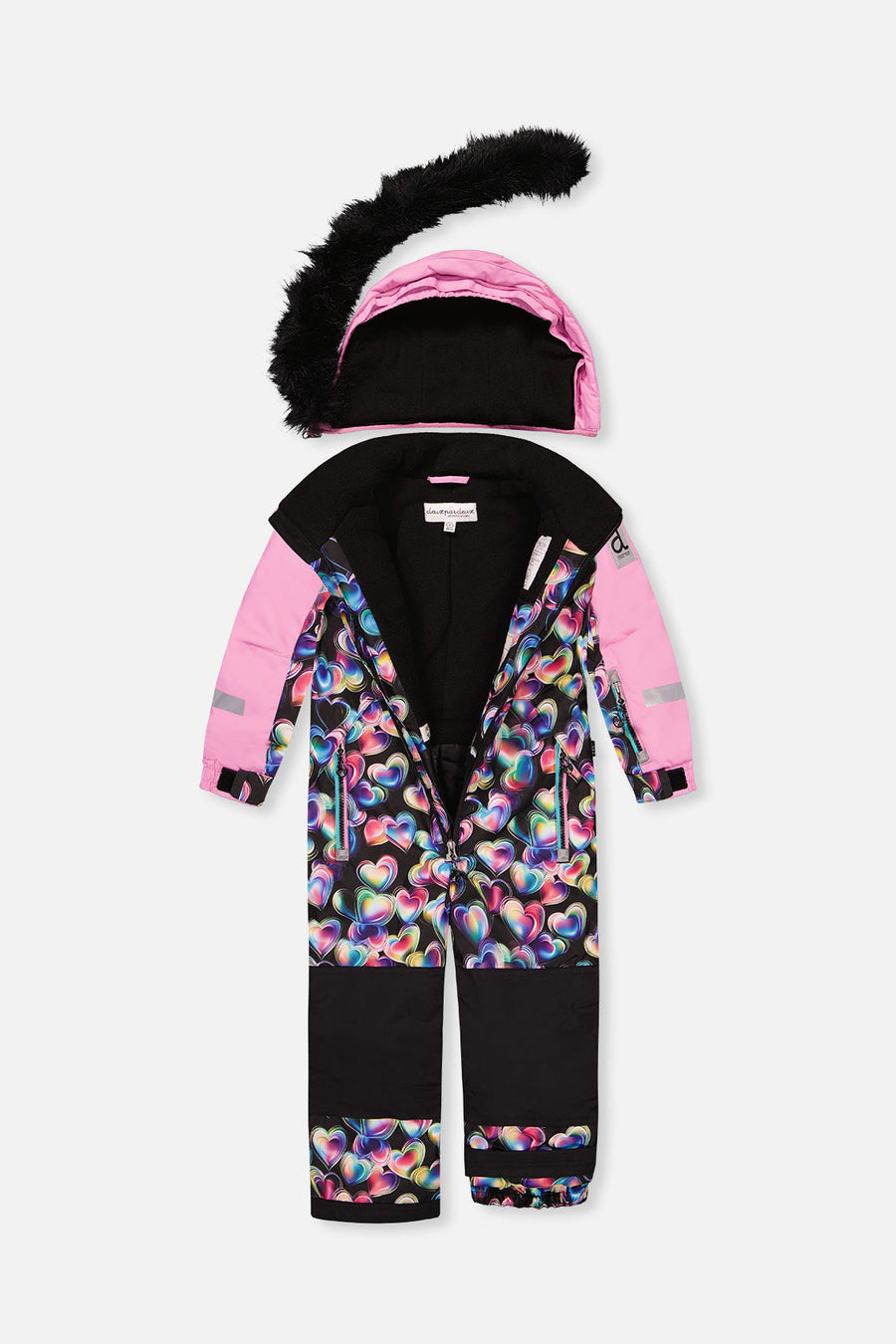 Kids One Piece Play Snowsuit Black Heart Print - J10PG71_1J028