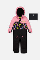 Kids One Piece Play Snowsuit Pink And Black Gummy Bear Print - J10PG72_1J033
