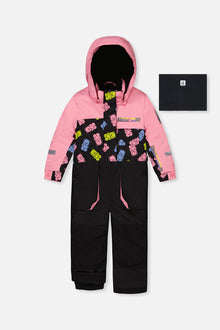 Kids One Piece Play Snowsuit Pink And Black Gummy Bear Print - J10PG72_1J033