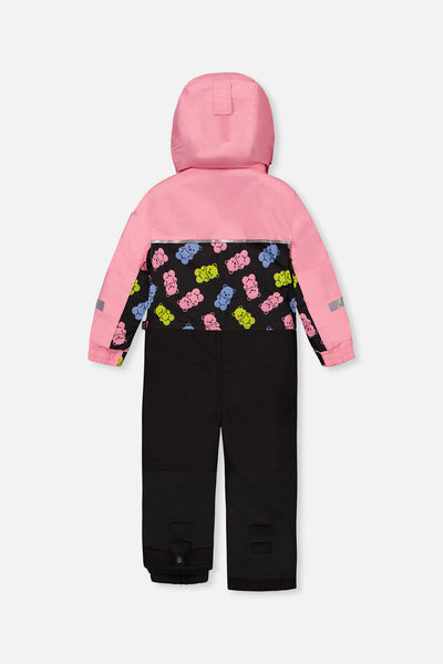 Kids One Piece Play Snowsuit Pink And Black Gummy Bear Print - J10PG72_1J033