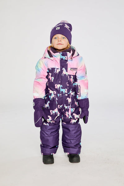 Kids One Piece Play Snowsuit Purple Unicorn Print - J10PG72_1J035