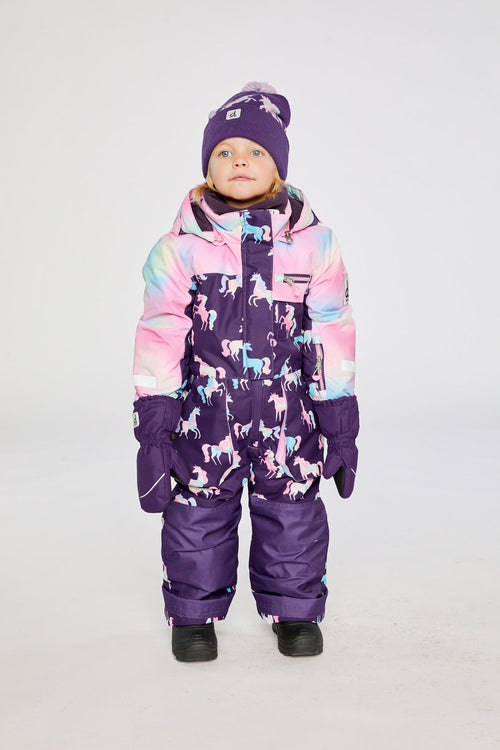 Kids One Piece Play Snowsuit Purple Unicorn Print - J10PG72_1J035