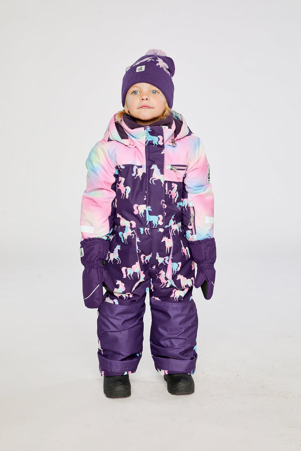 Kids One Piece Play Snowsuit Purple Unicorn Print - J10PG72_1J035
