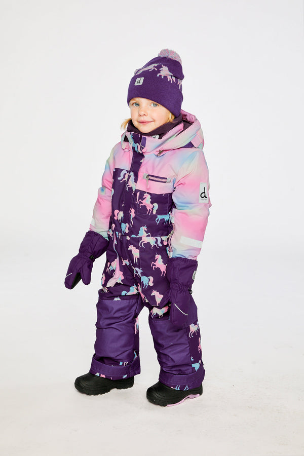 Kids One Piece Play Snowsuit Purple Unicorn Print - J10PG72_1J035