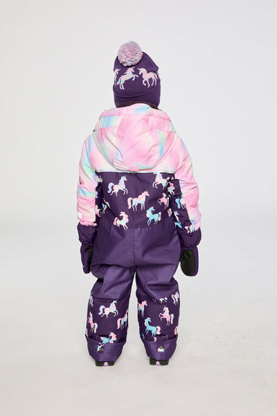 Kids One Piece Play Snowsuit Purple Unicorn Print - J10PG72_1J035
