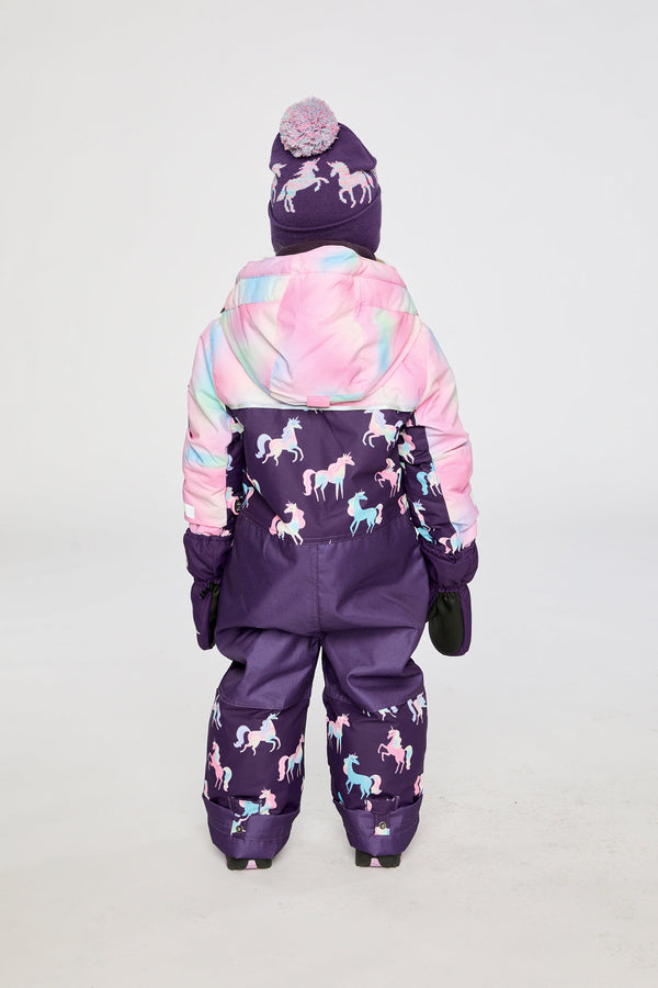 Kids One Piece Play Snowsuit Purple Unicorn Print - J10PG72_1J035