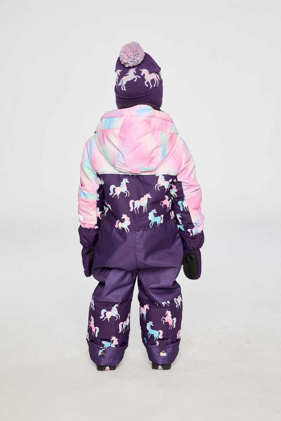 Kids One Piece Play Snowsuit Purple Unicorn Print - J10PG72_1J035