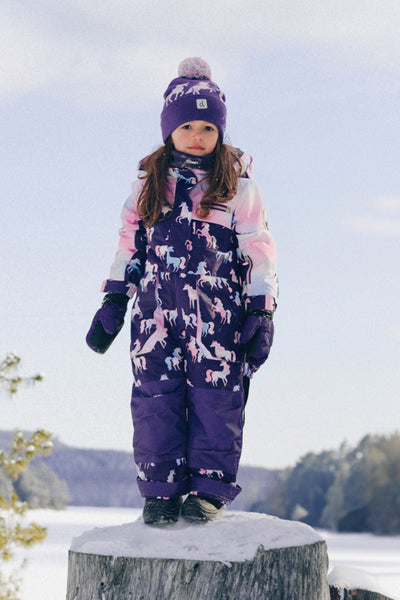 Kids One Piece Play Snowsuit Purple Unicorn Print - J10PG72_1J035