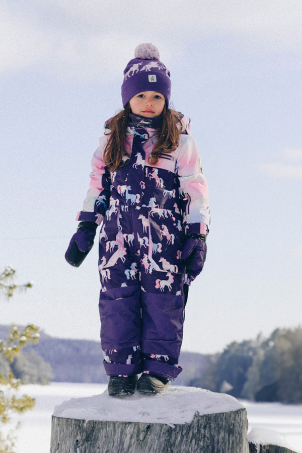 Kids One Piece Play Snowsuit Purple Unicorn Print - J10PG72_1J035